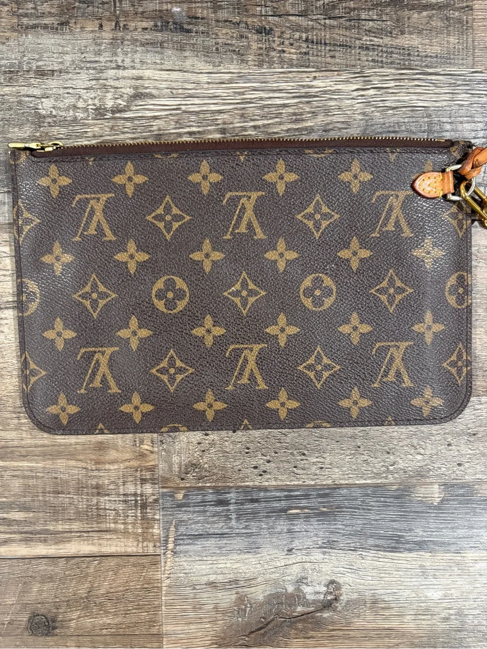 Louis Vuitton Monogram Canvas Wristlet Pouch in Brown and Tan